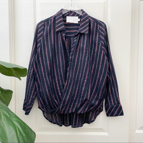Vacate the Label Striped Surplice Button Down M - Picture 6 of 15